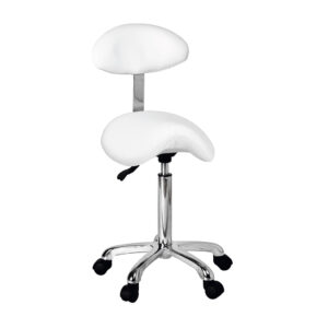 Sgabello a sella con schienale colore BIANCO o NERO