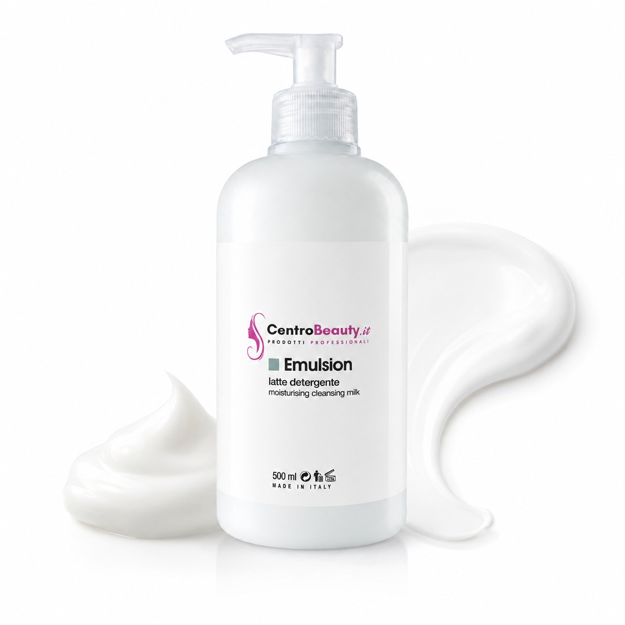 Emulsion latte detergente professionale Centro Beauty formato 500 ml per uso in cabina