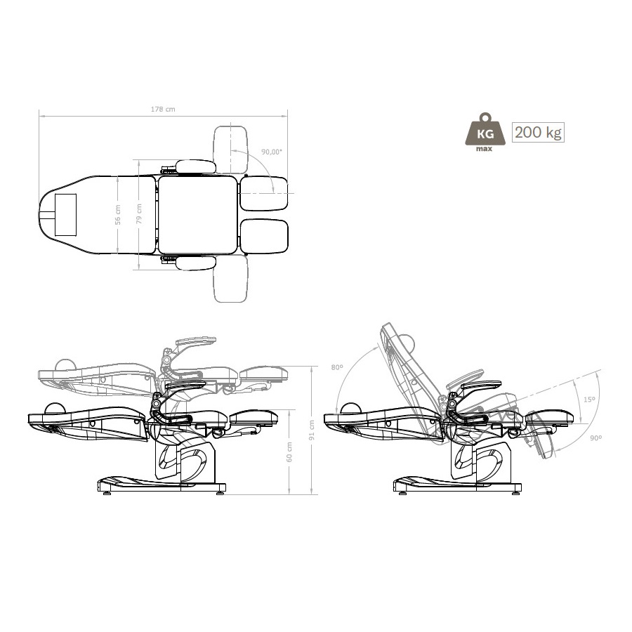 DENEB poltrona podologica elettrica a 3 motori - colore BIANCO o AZZURRO - immagine 3