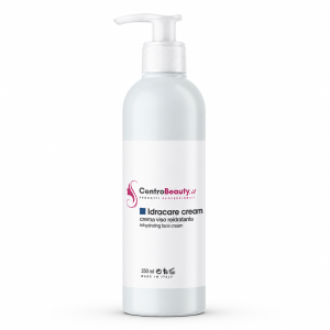 Flacone IdraCare Cream 250 ml di Centro Beauty, crema viso reidratante professionale, su sfondo bianco.