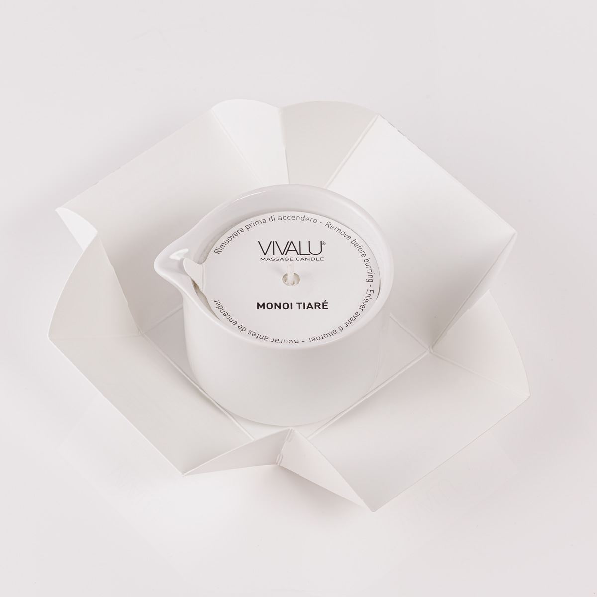 Candela cosmetica da massaggio VIVALU TRIBE TIARE' MONOI da 100ml - immagine 6