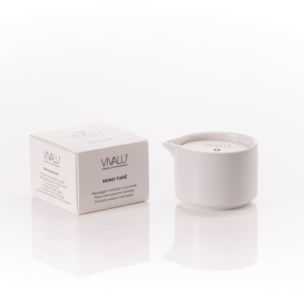 Candela cosmetica da massaggio VIVALU TRIBE TIARE' MONOI da 100ml - immagine 2