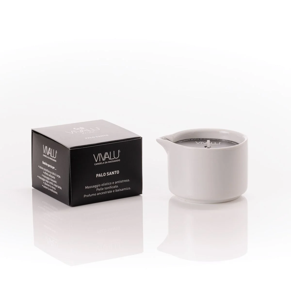 Candela da Massaggio Palo Santo in contenitore di ceramica