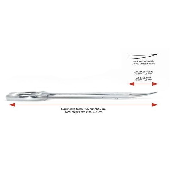Forbice per manicure russa da 10,5cm e lama curva da 18 e 21mm - immagine 2