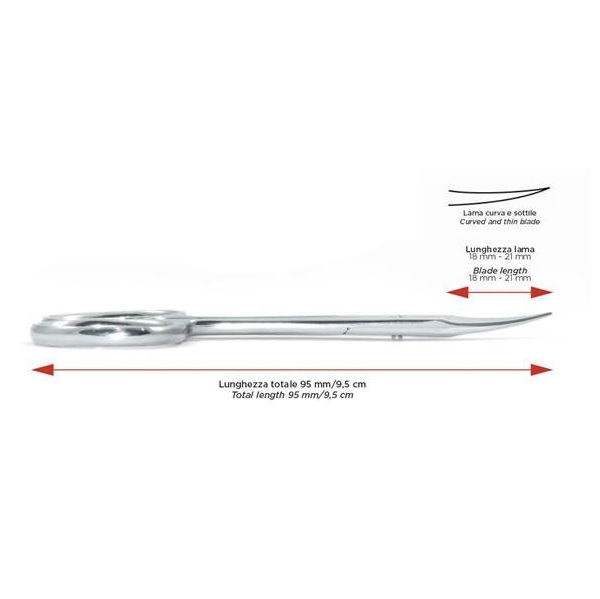 Forbice per manicure russa da 9,5cm e lama curva da 18 e 21mm - immagine 2