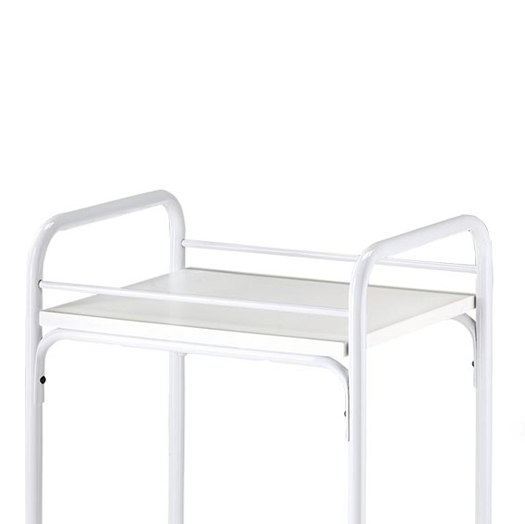 SILVY Carrello in acciaio a 3 ripiani bianco con presa di corrente a 3 posti - immagine 5