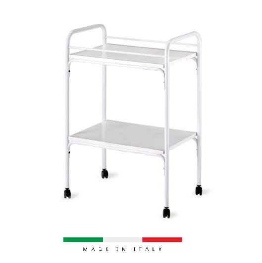 LOLLY Carrello in acciaio a 2 ripiani bianco con presa di corrente a 3 posti inclusa - immagine 1