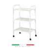 SILVY Carrello in acciaio a 3 ripiani bianco con presa di corrente a 3 posti - Thumbnail Image 1