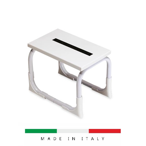 Scalino a 1 ripiano in acciaio e ripiano in legno - immagine 1