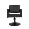Vista frontale poltrona da taglio modello CLASS R con rivestimento nero
