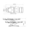 Disegno tecnico della poltrona LAPIS 2221BN con dimensioni e inclinazioni