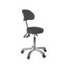 Sgabello ergonomico ZIN BACK nero con seduta ergonomica e base cromata.