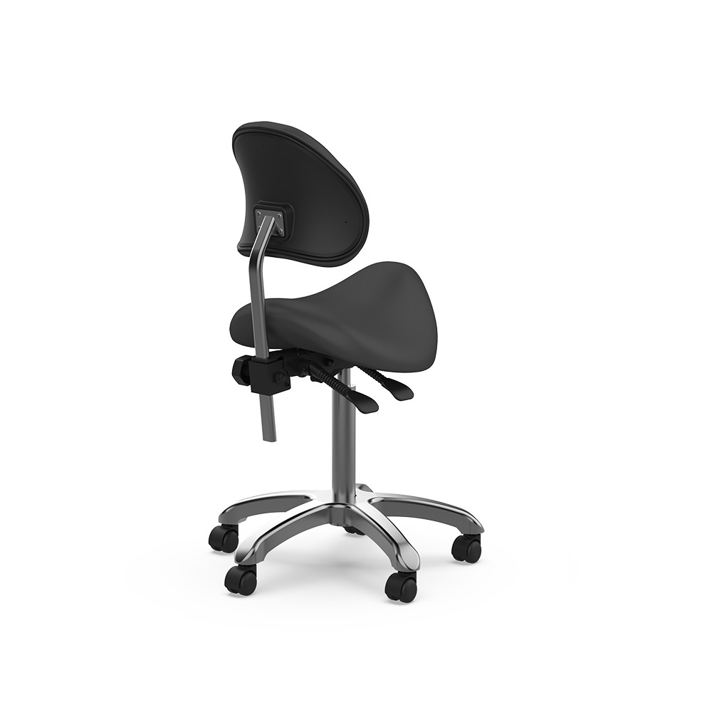 Sgabello Professionale a Sella ZEO BACK con Schienale Regolabile – Colore Bianco o Nero - immagine 7