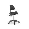 Sgabello ergonomico ZIN BACK nero con base cromata e seduta confortevole.