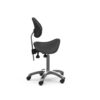 Sgabello ergonomico nero ZIN BACK, ideale per estetisti e SPA, con schienale regolabile.