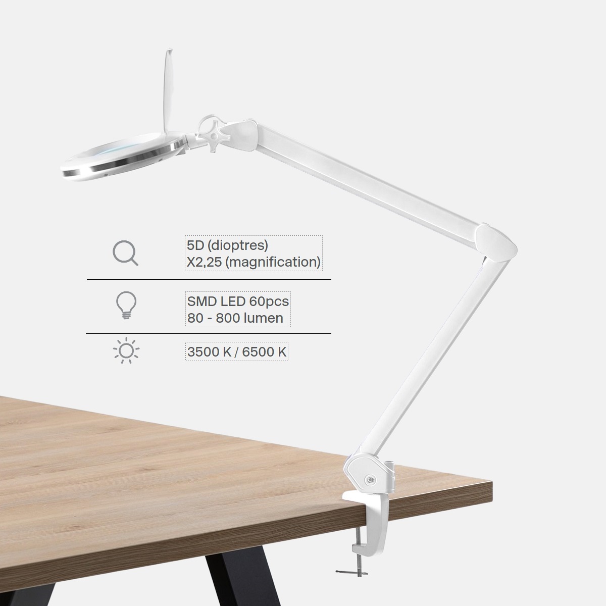 NIYA TABLE Lampada LED con Lente d'Ingrandimento 5D - Intensità e Colore Regolabili - immagine 1