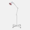 Lampada a infrarossi MYSO con base a croce stabile, braccio articolato e lampadina Philips a infrarossi.