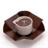 Candela da massaggio al cacao Vivalu in confezione aperta, con dettagli sul prodotto e protezione in cartone marrone.