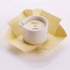 Candela da massaggio alla vaniglia Vivalu in confezione aperta con protezione in cartone color crema.