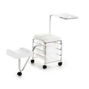 PEDICURE SERVICE carrello e sgabello da pedicure colore BIANCO o NERO