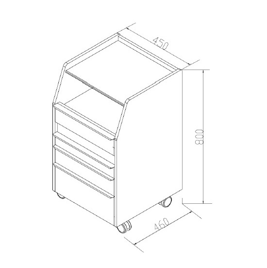 Carrello professionale per cabine pedicure ELBA con piano in vetro, ruote e lampada UV - immagine 7